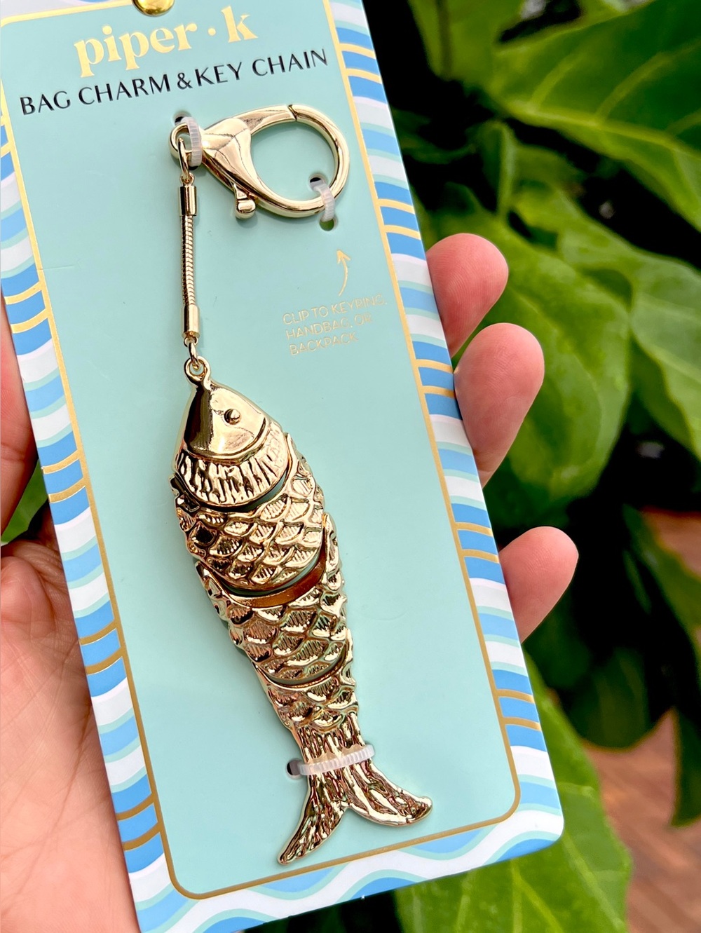 Piper K Gold Fish key chain bag charm